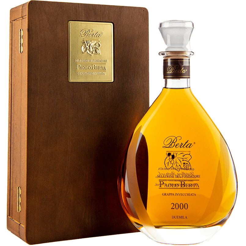 Berta Grappa Paolo Riserva del Fondatore mit Holzkiste 2004 43%