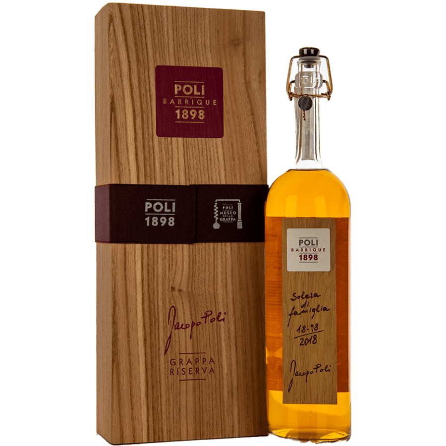 Jacopo Poli Grappa Poli Barrique Riserva Solera di Famiglia mit Holzkiste 55% VinoDiverso